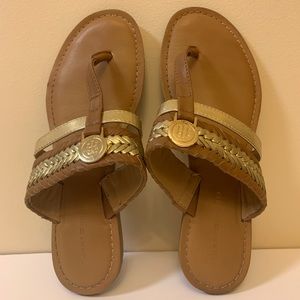 ☀︎ Tommy Hilfiger Tan & Gold Braided Sandals